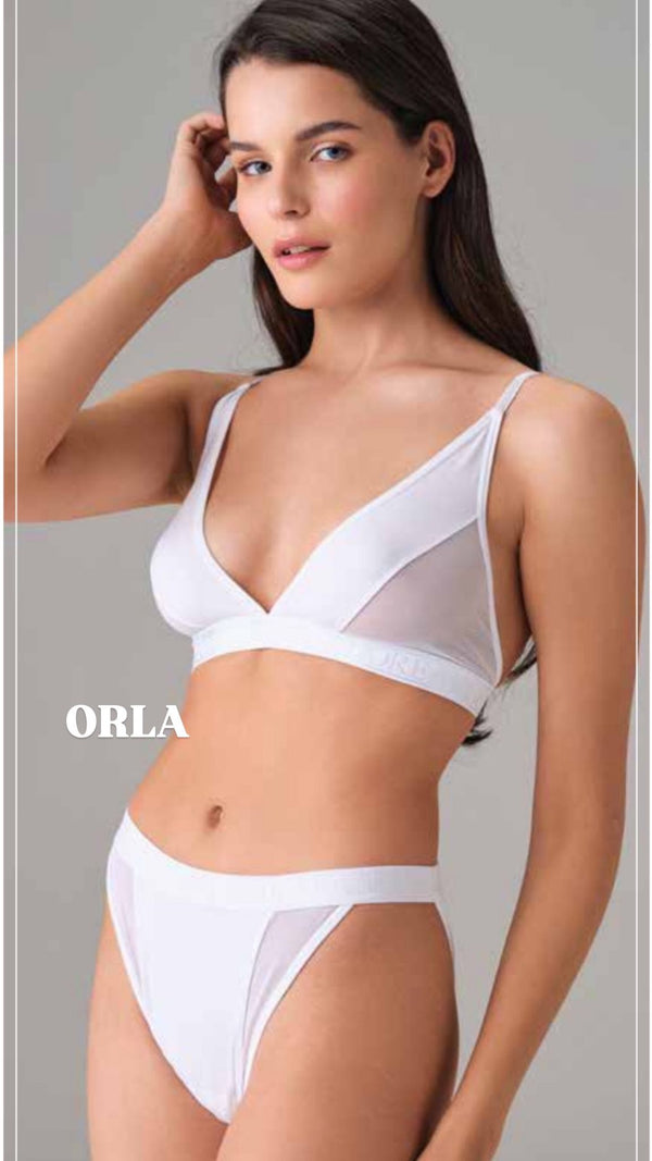 Orla Mesh Trim Triangle Bralette & Brief Set”